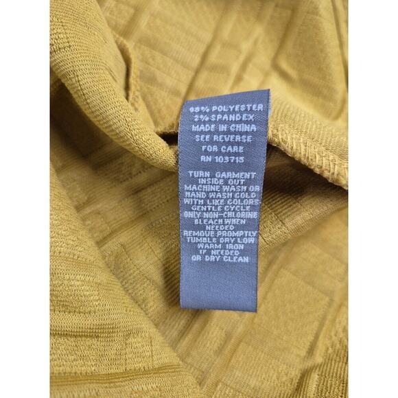 Sharagano mustard yellow 3D Poly Spandex Stretch dress zipper back Sz 14 - Picture 5 of 5